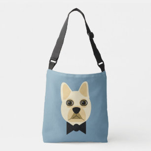 Bolso Cruzado Bulldog Francés con pajarita azul