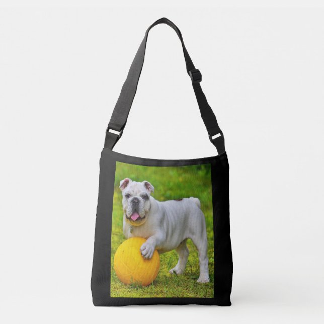 Bolso Cruzado Bulldog inglés lindo Bulldog de baloncesto con reg (Anverso)
