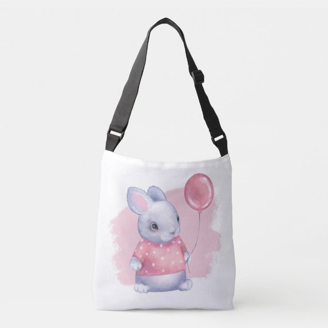 Bolso Cruzado Bunny lindo con globo rosa (Anverso)