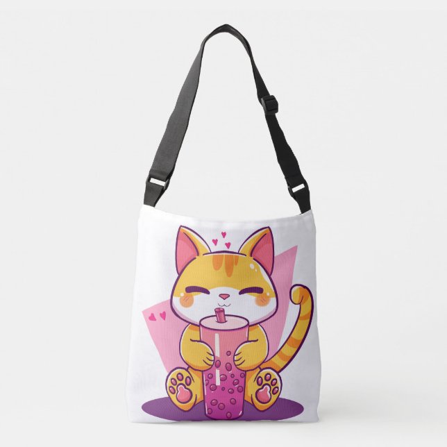 Bolso Cruzado Burbuja de Té Gatito (Anverso)