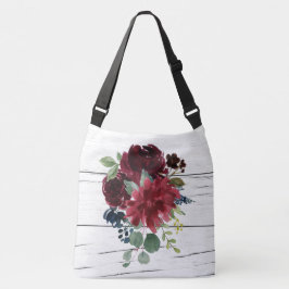 Bolso Cruzado Burgundy Floral Elegante acuarela Rústica