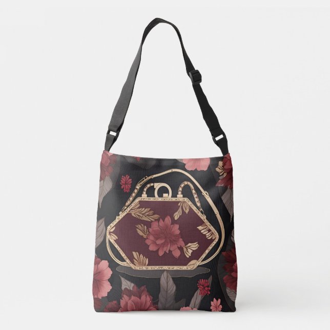 Bolso Cruzado Burgundy Gold Purse AI art (Reverso)