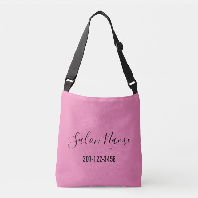 Bolso Cruzado Business Pink Black Script Salon Nombre número de  (Anverso)