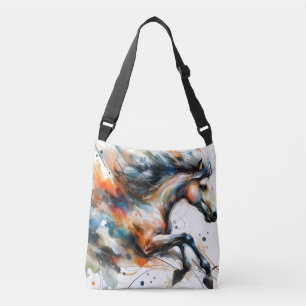 Bolso Cruzado Caballo corriendo acuarela abstracta