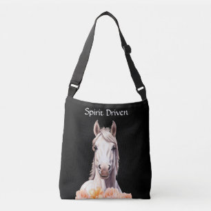 Bolso Cruzado Caballo Hermoso y Flores Rosadas Personalizadas
