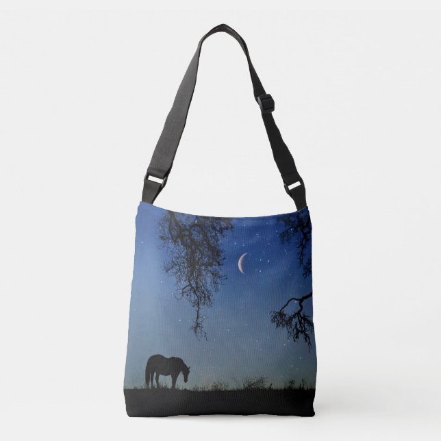 Bolso Cruzado Caballo y luna bello arte de fantasía (Anverso)