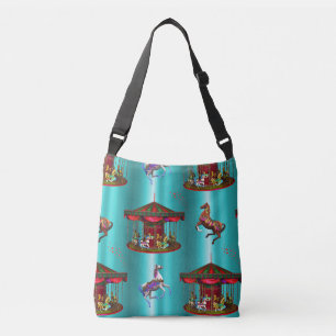Bolso Cruzado Caballos de carrusel en azul