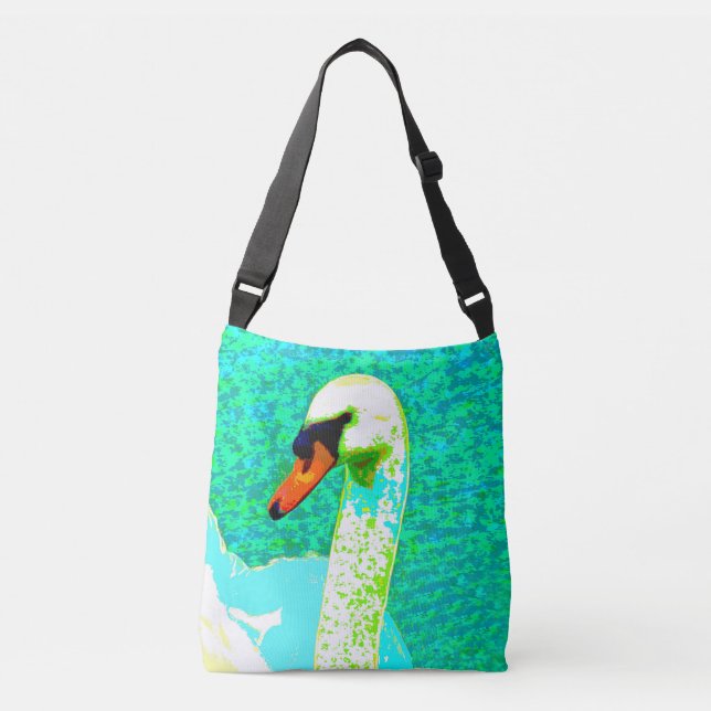 Bolso Cruzado Cabeza de cisne blanco de arte pop (Anverso)