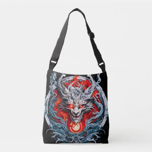 Bolso Cruzado Cabeza de dragón mítica de la llama roja de fuego