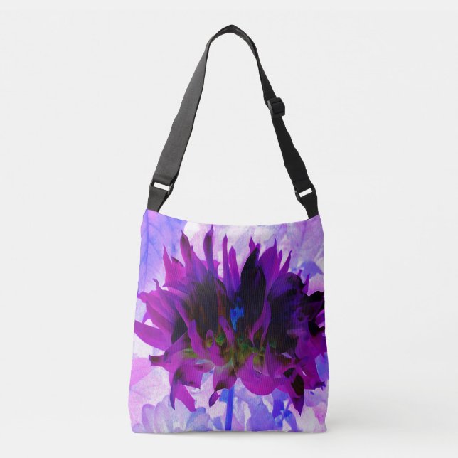 Bolso Cruzado Cactus Dahlia morado y negro asombroso (Anverso)