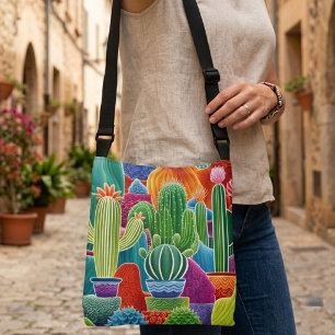 Bolso Cruzado Cactus en Maceta Abstracto