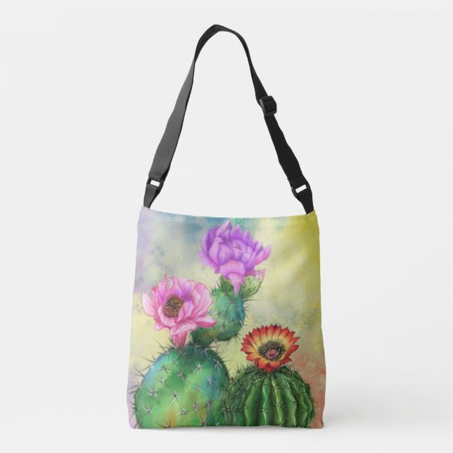 Bolso Cruzado Cactus Flores Crossbody Bag hermoso Cacti (Reverso)