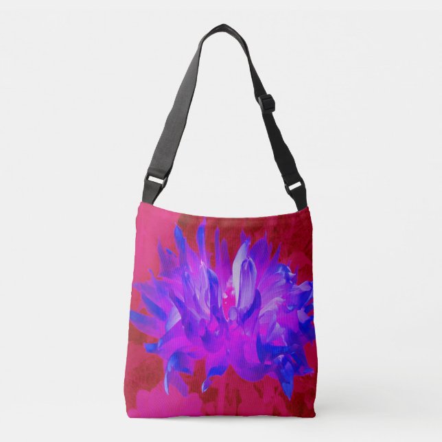 Bolso Cruzado Cactus Violeta Azul y Rosa Caliente Dahlia (Anverso)