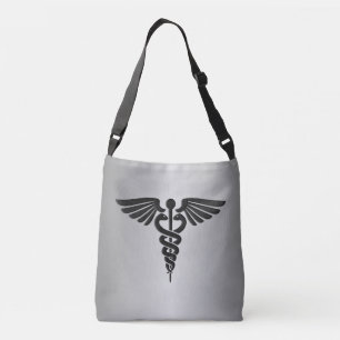 Bolso Cruzado Caduceo médico de plata