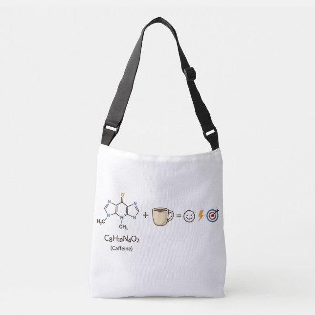 Bolso Cruzado Caffeine Equation Tote Bag–Science Coffee Nerd Bag (Anverso)