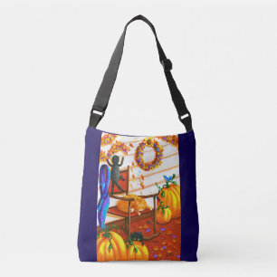 Bolso Cruzado Calabazas de caída de gato negro Naranja Tabby