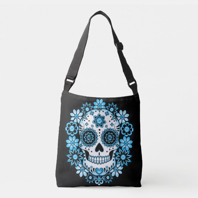 Bolso Cruzado Calavera azucarera azul (Anverso)