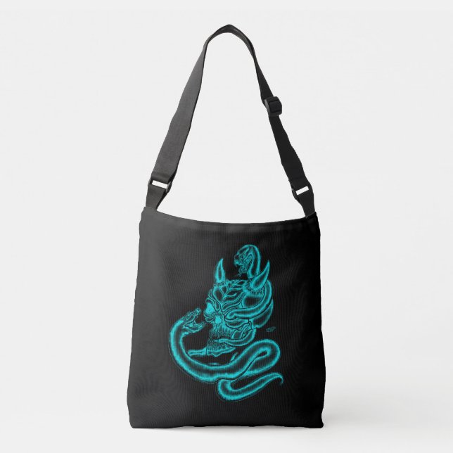 Bolso Cruzado Calavera - Cabeza malvada con serpiente (Anverso)