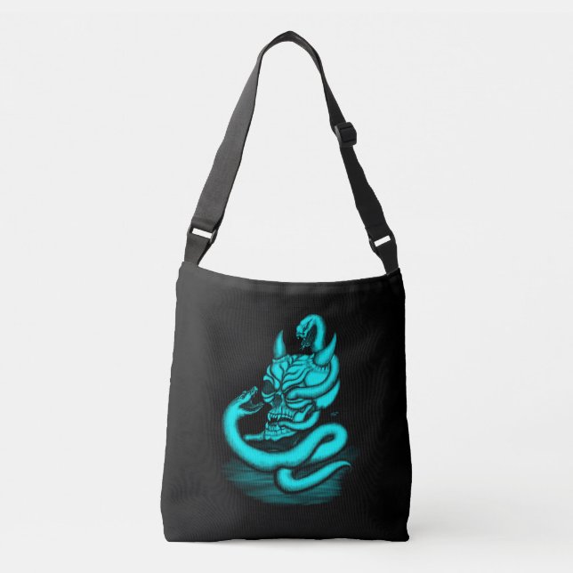 Bolso Cruzado Calavera - Cabeza malvada con serpiente (Anverso)