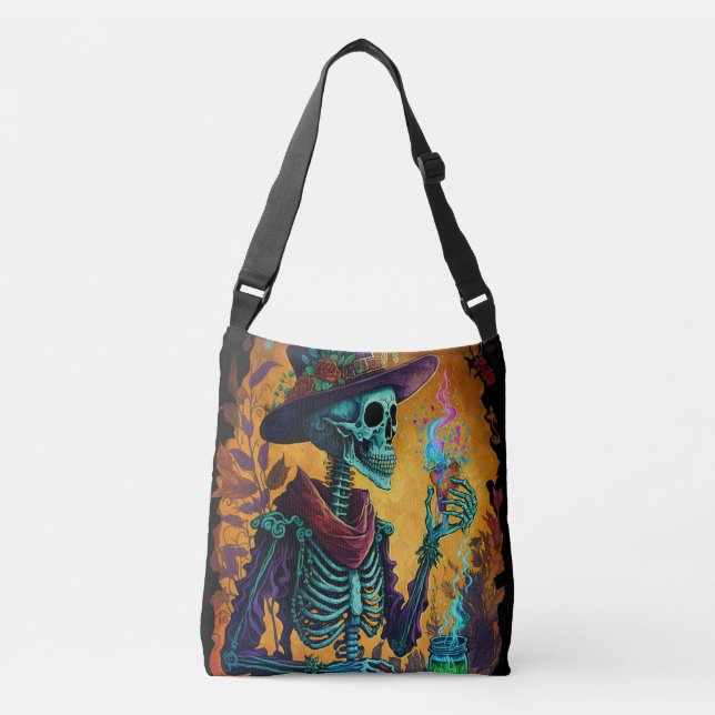 Bolso Cruzado Calavera Cheers - Arte esqueleto mexicano (Anverso)