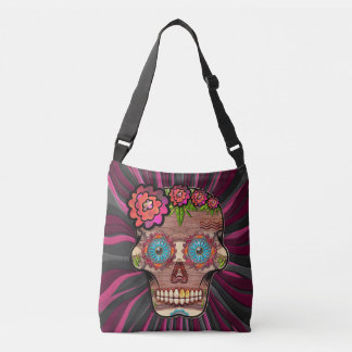 Bolso Cruzado Calavera de azúcar de aspecto de madera tallada co