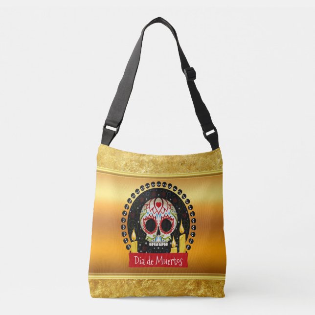Bolso Cruzado Calavera de azúcar derramando sangre intimidante y (Anverso)