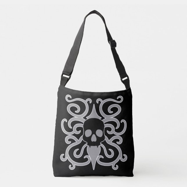 Bolso Cruzado Calavera de gótico angostada (Anverso)