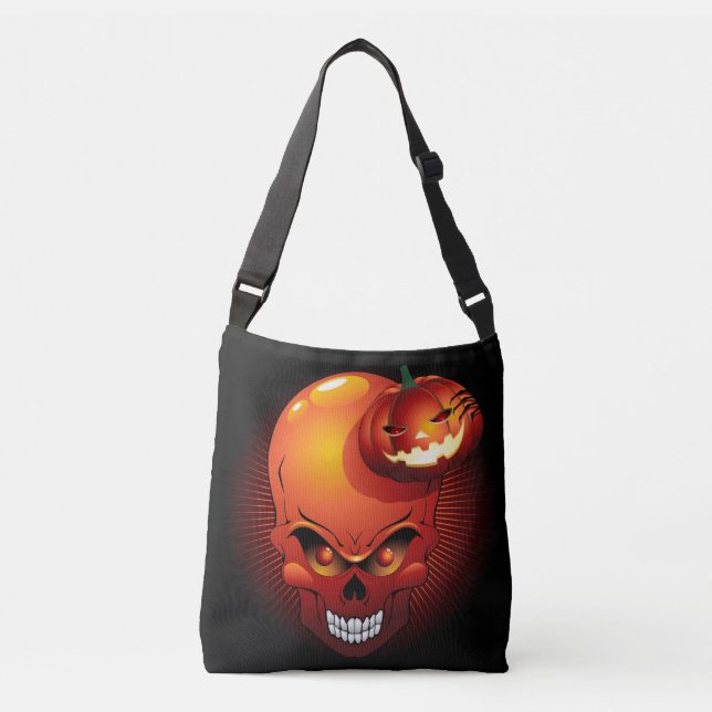 Bolso Cruzado Calavera de Halloween y calabaza (Anverso)
