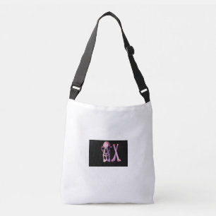 Bolso Cruzado Calavera morada y huesos en fondo negro