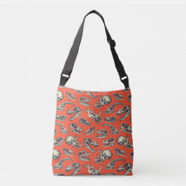 Bolso Cruzado Calaveras de dinosaurios de naranja y marina