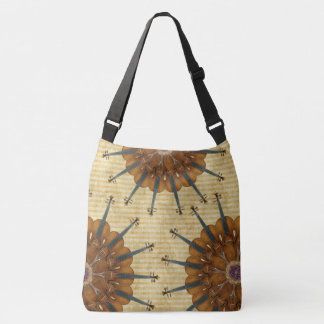 Bolso Cruzado Caleidoscopio de los violines del girasol en rayas