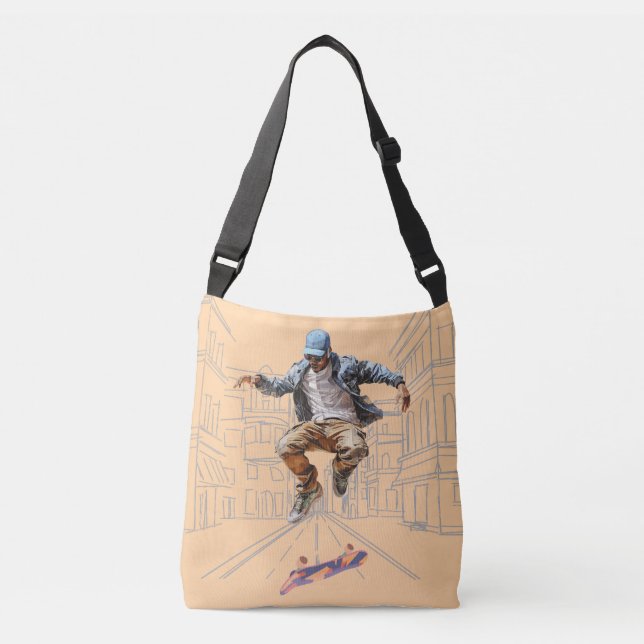 Bolso Cruzado Calle Skateboarder Tote Crossbody Bag (Anverso)