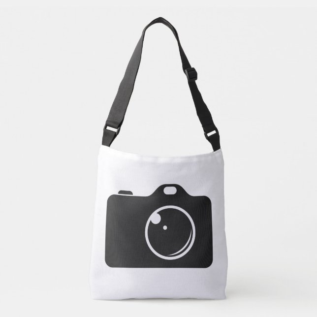 Bolso Cruzado Cámara de arte pop en blanco y negro (Anverso)