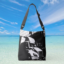 Bolso Cruzado Camión canadiense en el paisaje urbano negro y bla