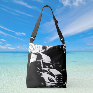 Bolso Cruzado Camión canadiense en el paisaje urbano negro y bla