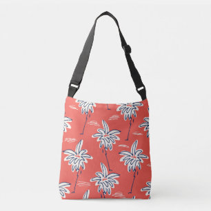 Bolso Cruzado Camisa de playa hawaiana, patrón de palma de doodl