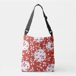 Bolso Cruzado Campanas de Navidad Rojas y Blancas Patrón Festivo