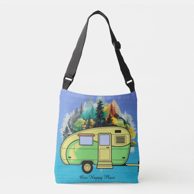 Bolso Cruzado Camping retro. Nuestro Tote de feliz lugar (Anverso)