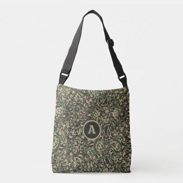 Bolso Cruzado Camuflaje Verde Personalizado de Moda Letra  (Anverso)