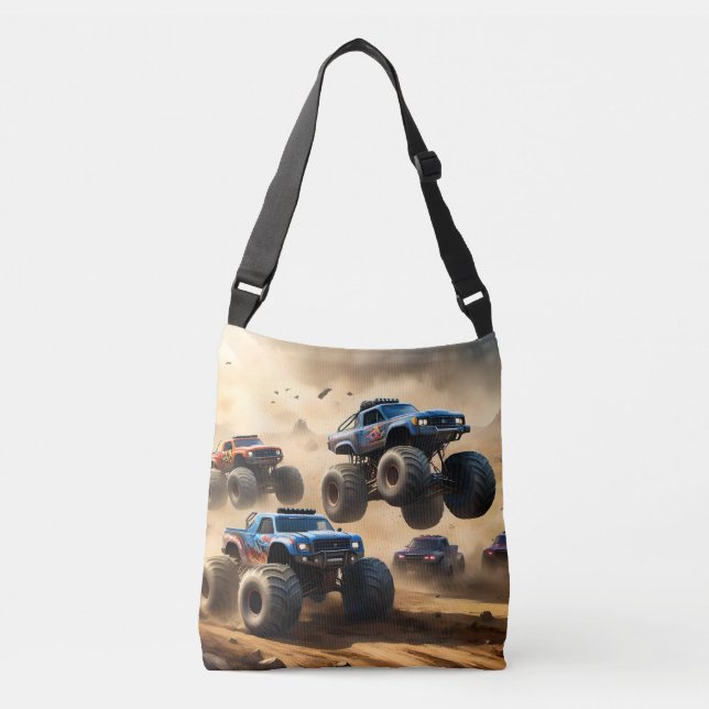 Bolso Cruzado Caos de Camiones Monstruo (Anverso)