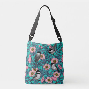 Bolso Cruzado Carboneros en la rosa silvestre, rosa y azul