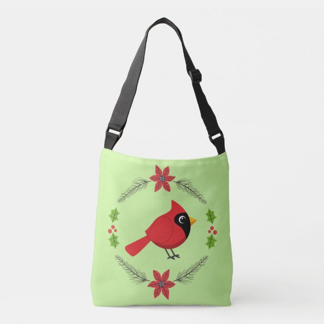 Bolso Cruzado Cardenal rojo Personalizado con flores (Anverso)
