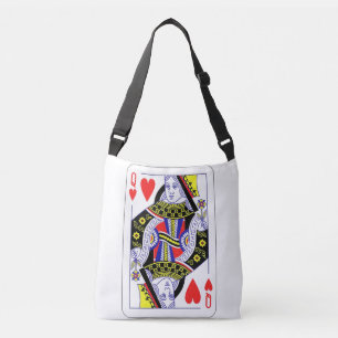 Bolso Cruzado Carta de juego de la Reina de los Corazones con gr