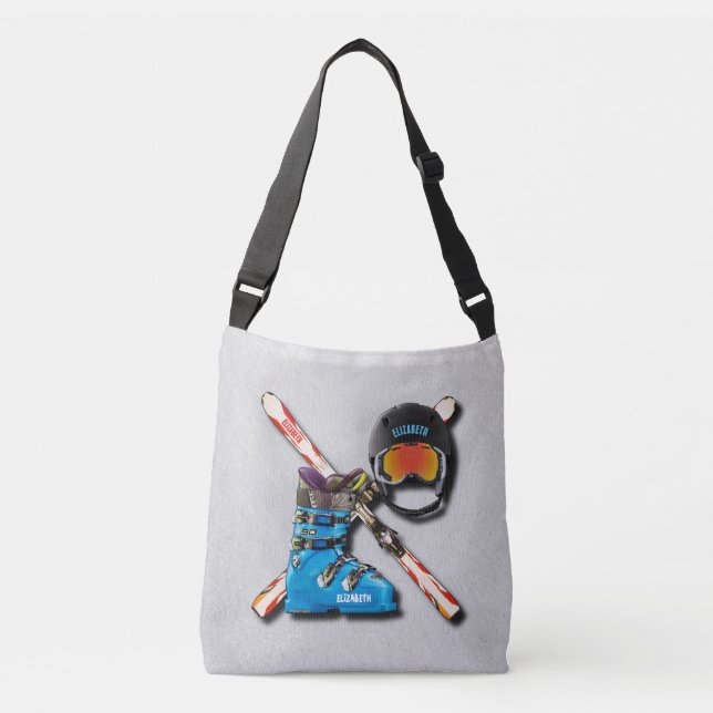 Bolso Cruzado Casco Googles de las botas de esquí alpino con su (Anverso)