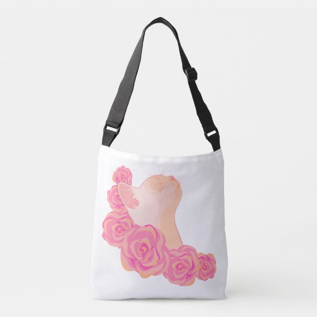 Bolso Cruzado Cat among roses (Anverso)