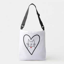Bolso Cruzado Cat in Heart Doodle 