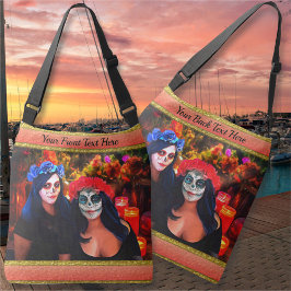 Bolso Cruzado Catrinas de Vallarta con flores y velas 1718