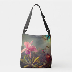 Bolso Cruzado Cattleya Orchid y tres Hummingbirds Heade