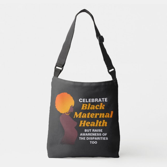 Bolso Cruzado Celebrar la SALUD MATERNA NEGRA (Anverso)
