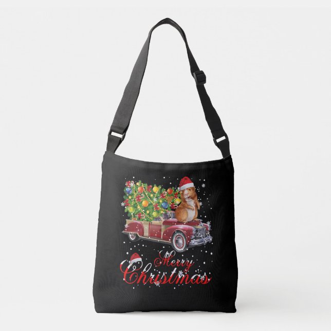 Bolso Cruzado Cerdo de Guinea monta Navidades de camiones rojos (Anverso)